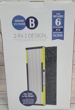True HEPA H13 Filter B 6 Pack Replacement 2 in 1 Design Air Purifiers Filters